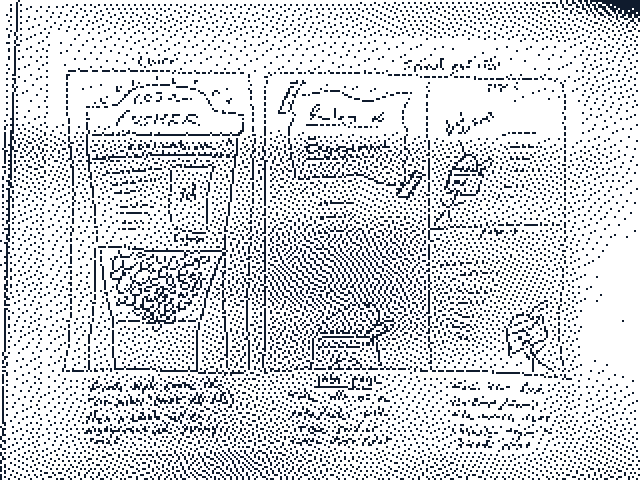 1-bit image: A pencil thumbnail for a guide cover and first spread, 2016.